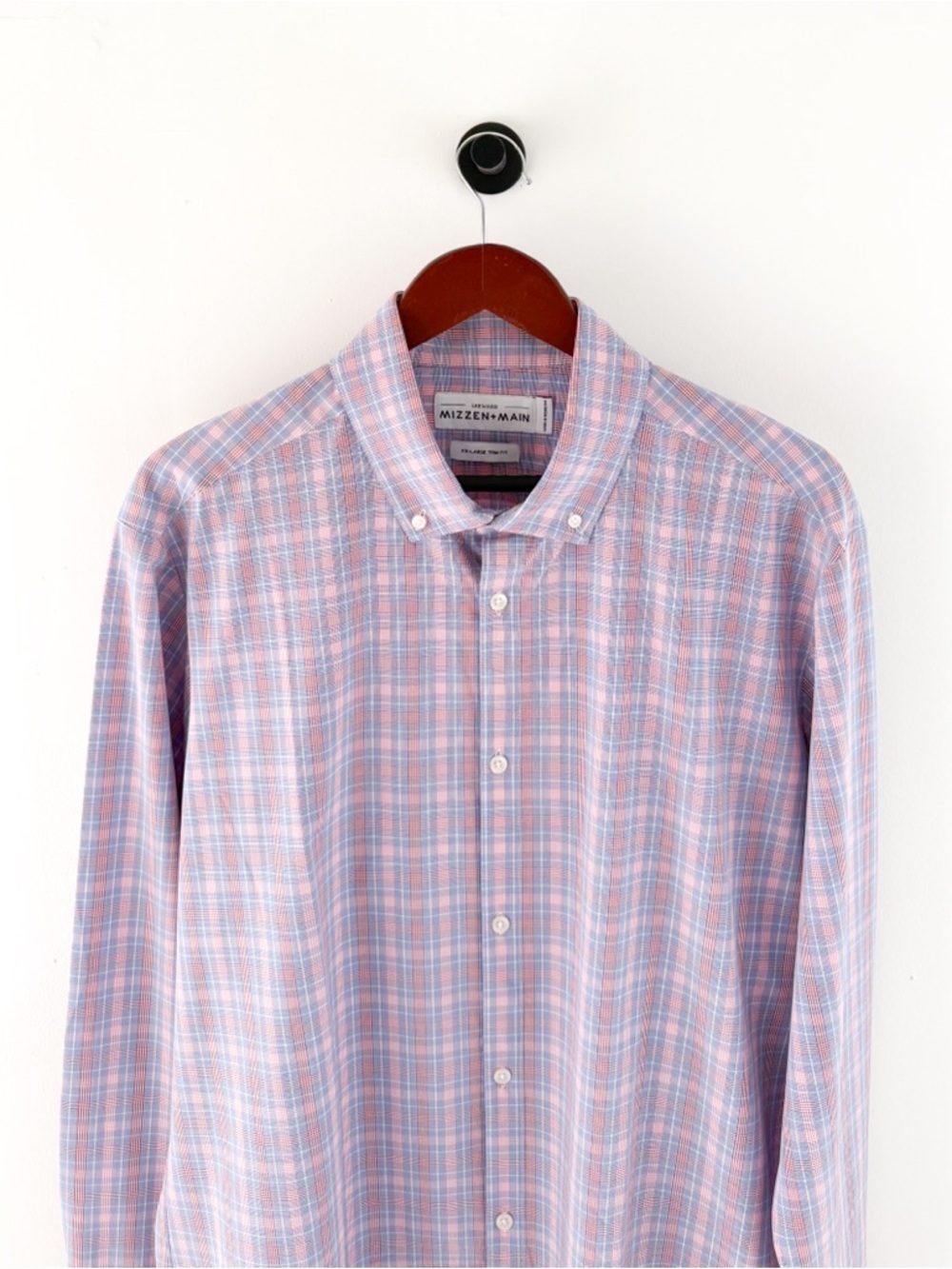 New Mizzen + Main Trim Leeward  Button Down Shirt Plaid Light XXL White Men's - Picture 8 of 12